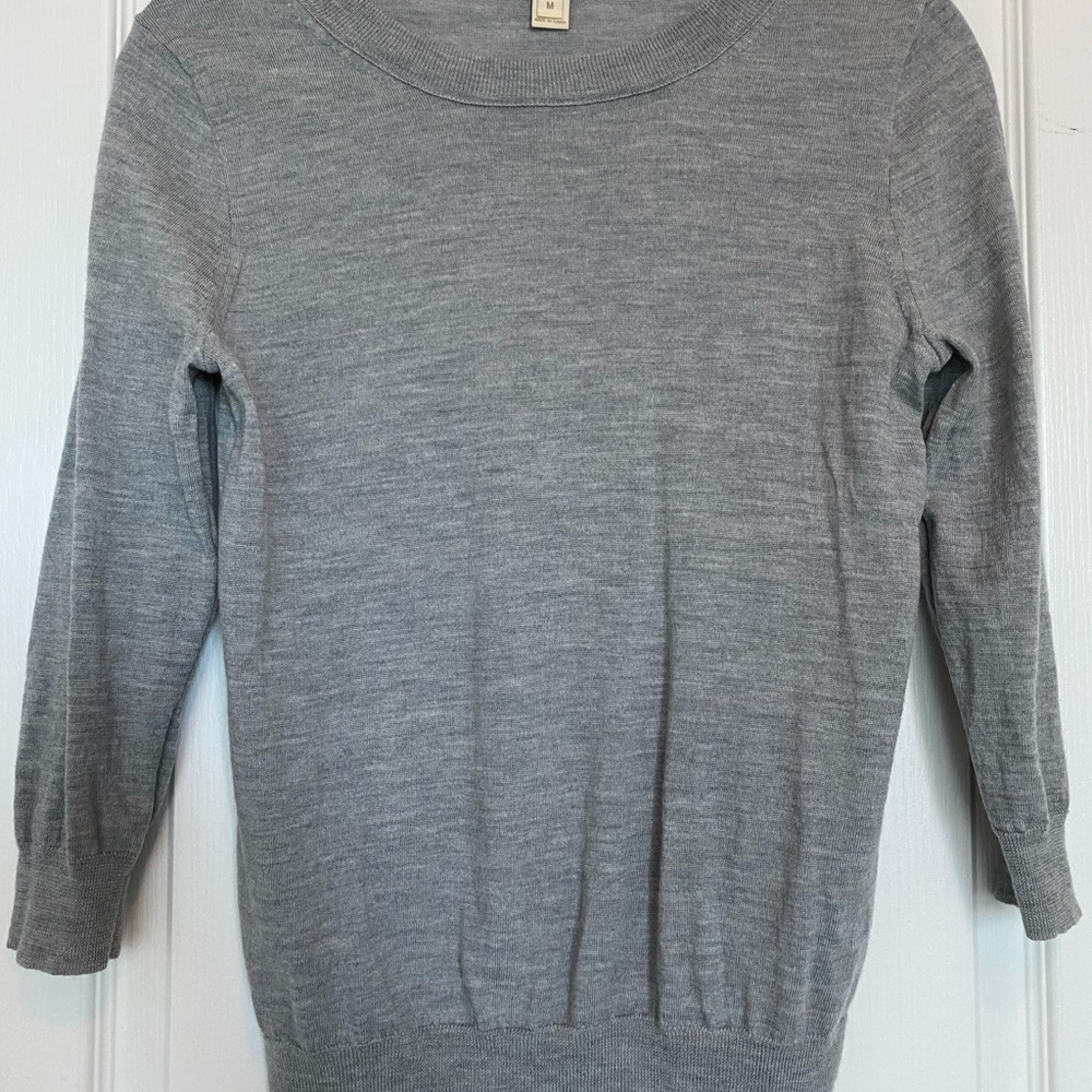 Grey wool crew neck sweater